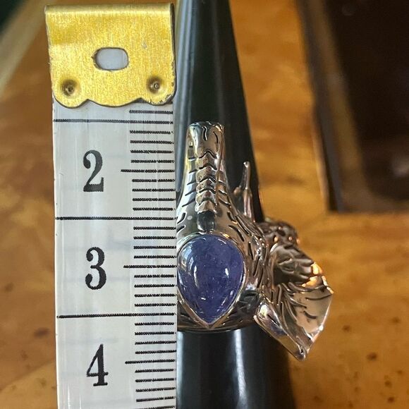 Natural Tanzanite Sterling Silver Cocktail Ring Size 7 - Picture 7 of 9